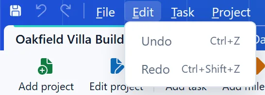 The Edit menu