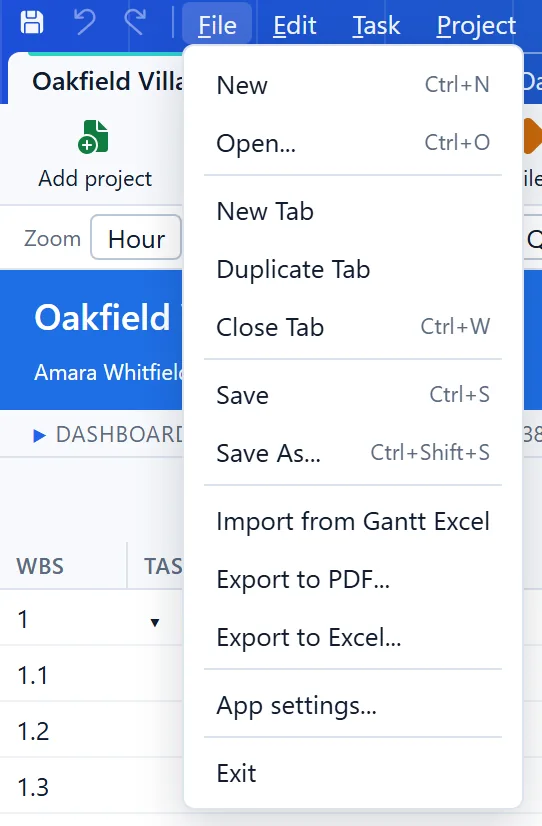 The File menu